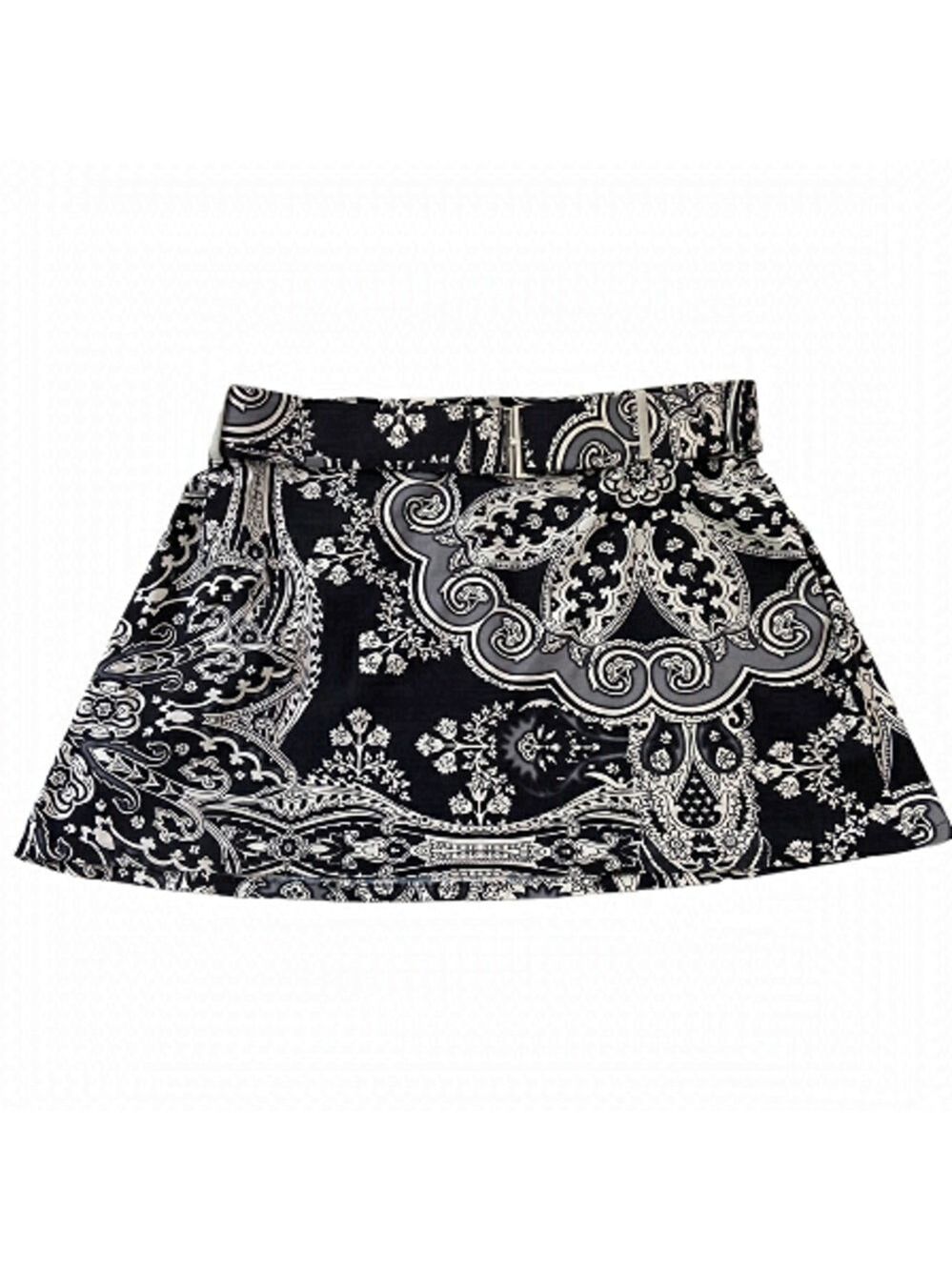 Stylish SHAN belted cover up mini skirt black & white pattern luxury floral 12